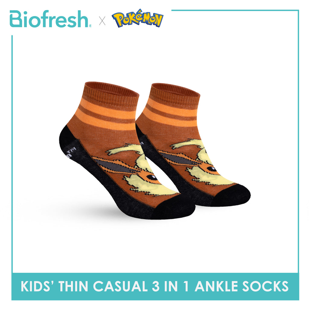 Biofresh | Pokemon Kids Antimicrobial Cotton Thin Casual Ankle Socks 3 pairs in 1 pack PKRBCG633