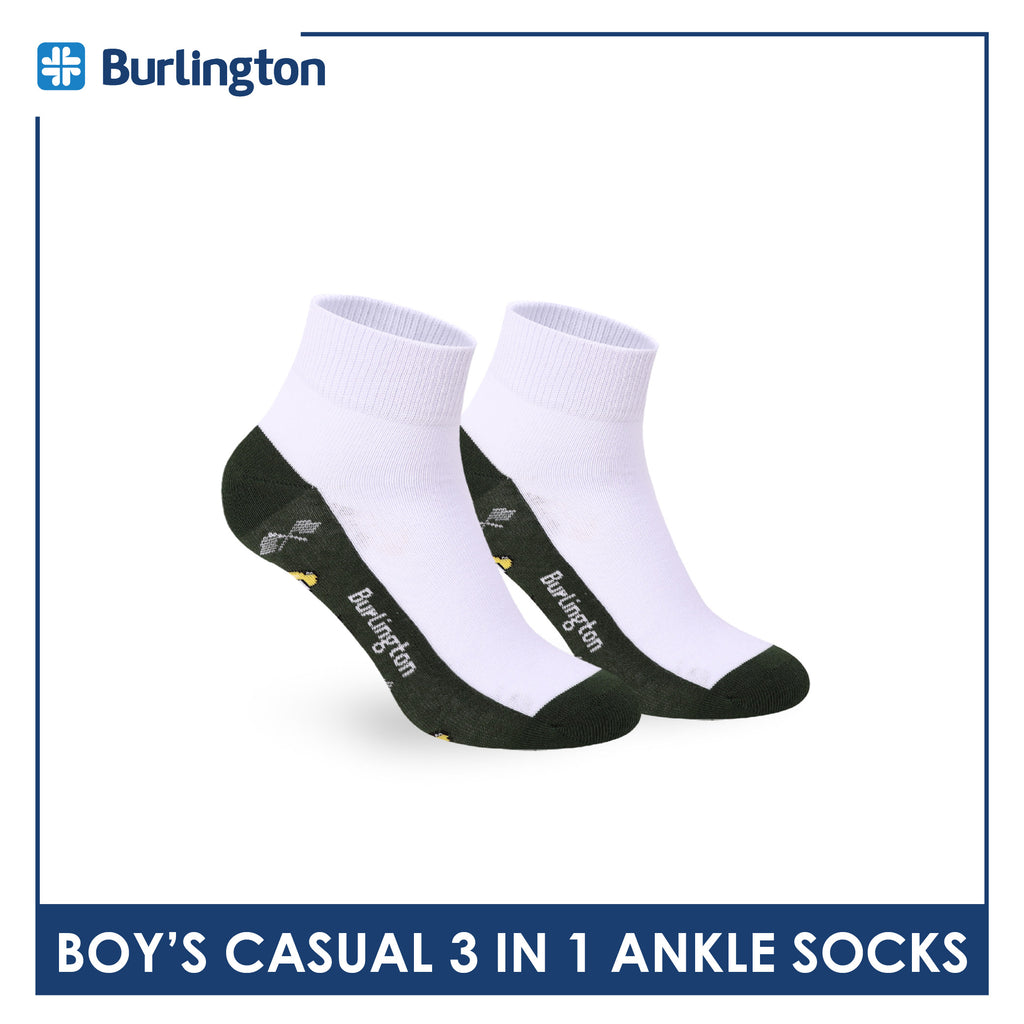 Burlington Boys’ Cotton Casual Ankle Socks 3 pairs in 1 pack BBCKG82