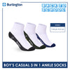 Burlington Boys’ Cotton Casual Ankle Socks 3 pairs in 1 pack BBCKG82