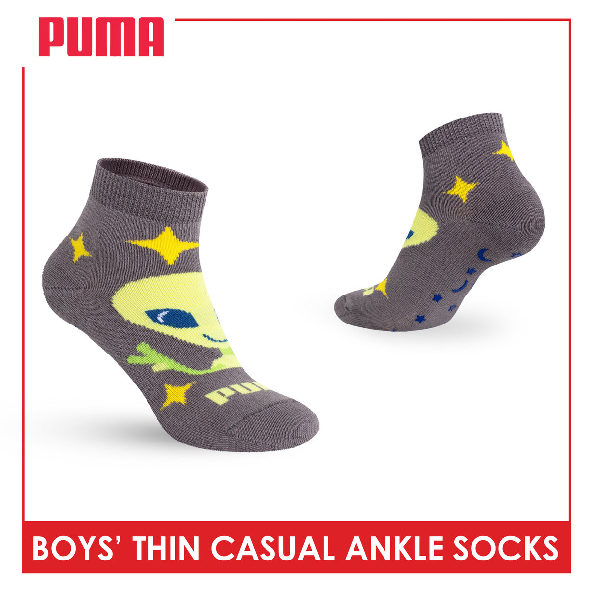 Puma Boys' Gripper Anti Slip Thin Casual Ankle Socks 1 pair PBCR633