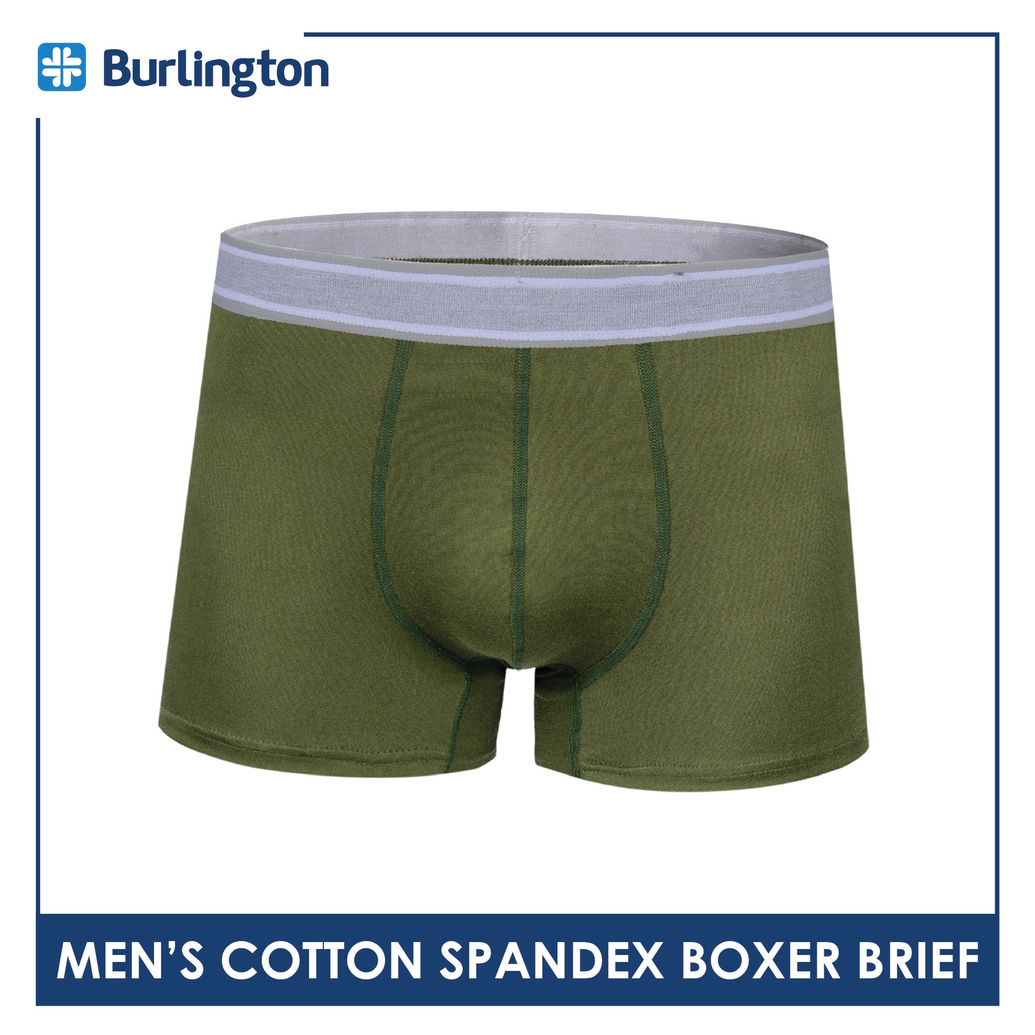 Burlington Men's Cotton Spandex Boxer Brief 1 piece GTMBBFS3 (Limited Time Offer)