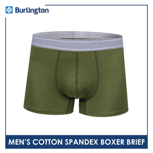 Burlington Men's Cotton Spandex Boxer Brief 1 piece GTMBBFS3 (Limited Time Offer)