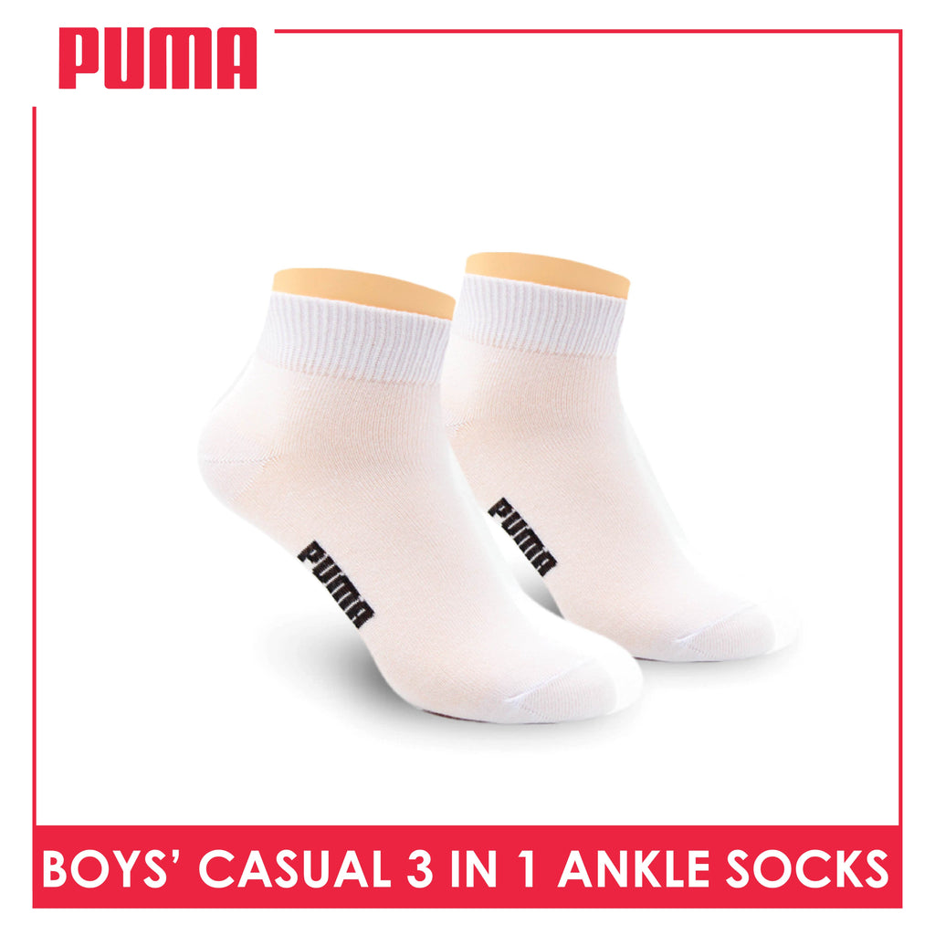 Puma Boys’ Cotton Thin Casual Ankle Socks 3 pairs in a pack PBCKG24