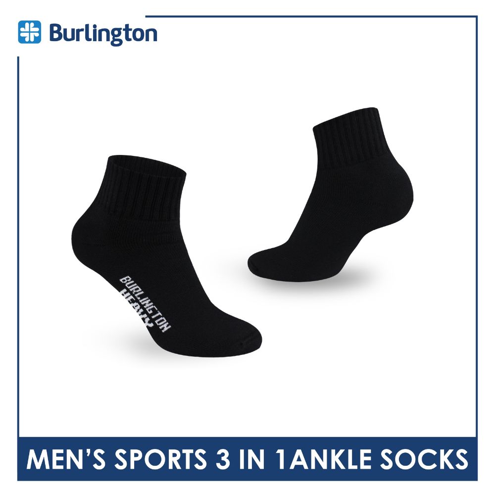 Burlington Men's Thick Sports Heavy Ankle socks 3 pairs in 1 pack 0222H