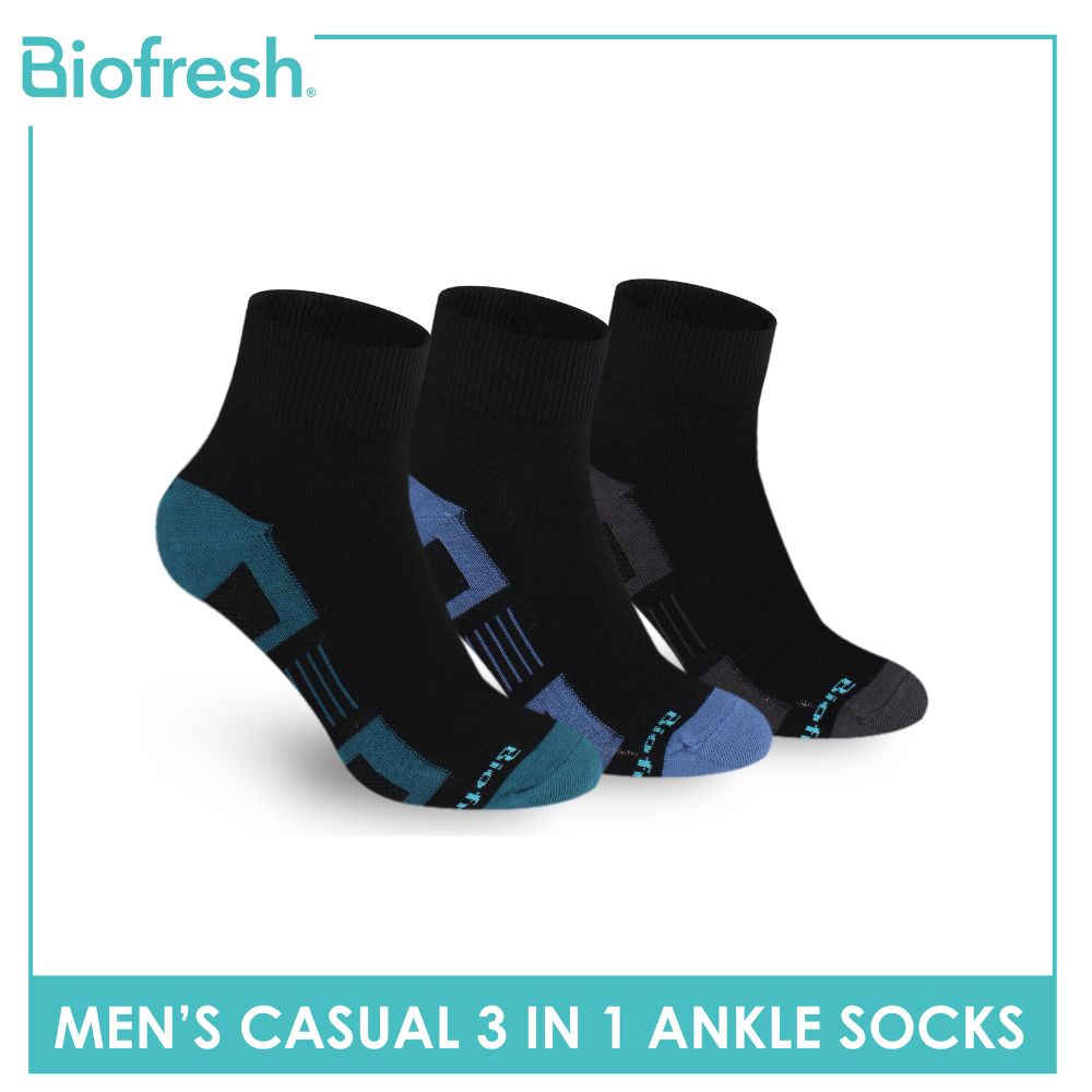 Biofresh Men’s Sweat Absorbent Ankle Lite Thin Casual Socks 3 pairs in a pack RMCKG14