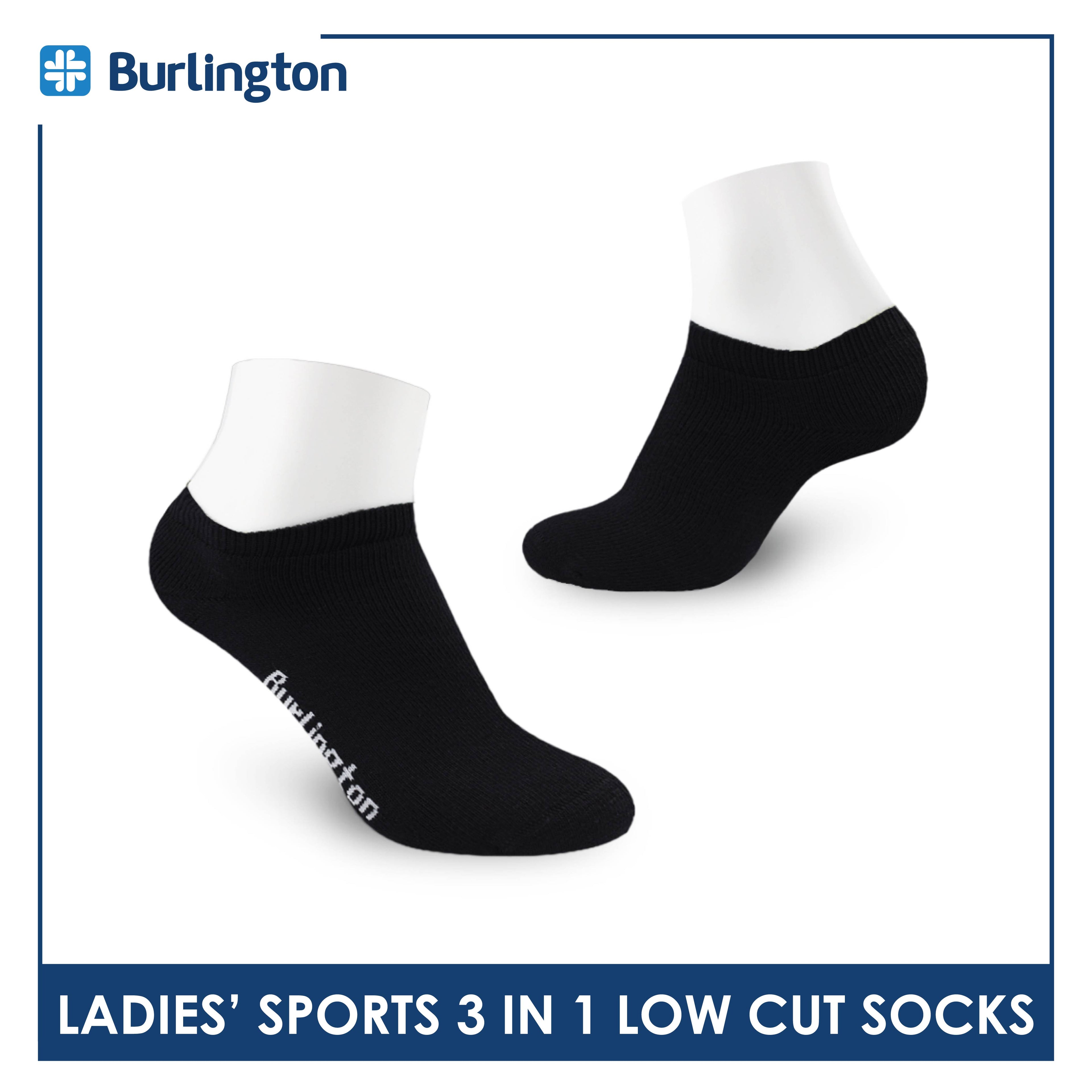 Burlington Ladies' Cotton Low Cut Lite Thick Sports Socks 3 pairs in 1 pack BLS-219