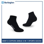 Burlington Men's Cotton Thick Sports Ankle Socks 3 pairs in a pack 0222