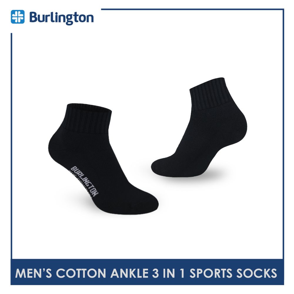 Burlington Men's Cotton Thick Sports Ankle Socks 3 pairs in a pack 0222