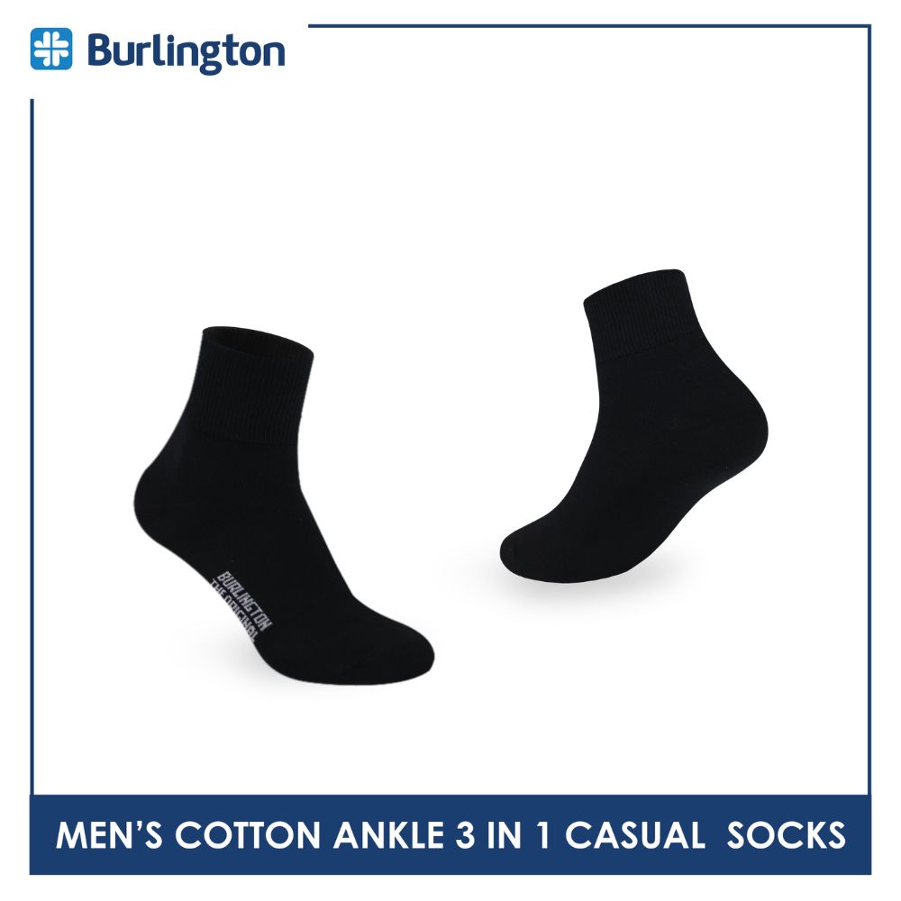 Burlington Men's Cotton Lite Thin Casual Ankle Socks 3 pairs in a pack 142