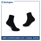 Burlington Men's Cotton Lite Thin Casual Ankle Socks 3 pairs in a pack 142