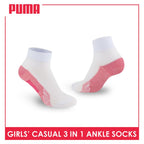 Puma Girls’ Cotton Lite Thin Casual Ankle Socks 3 pairs in a pack PGCKG22