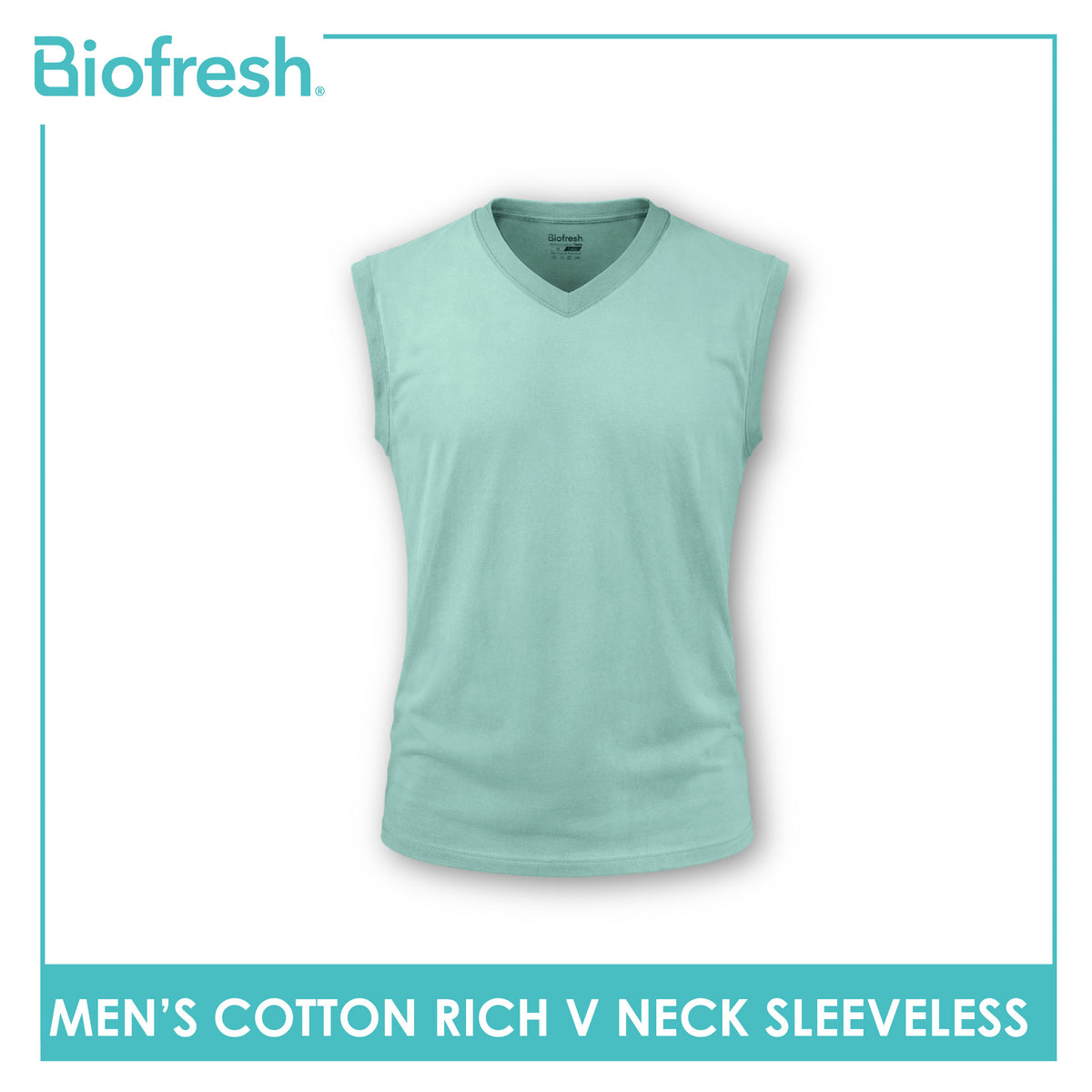 Biofresh Men's Antimicrobial Cotton Rich V-Neck Sleeveless shirt 1 piece UMSM631