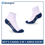Burlington Boys’ Cotton Casual Ankle Socks 3 pairs in 1 pack BBCKG79