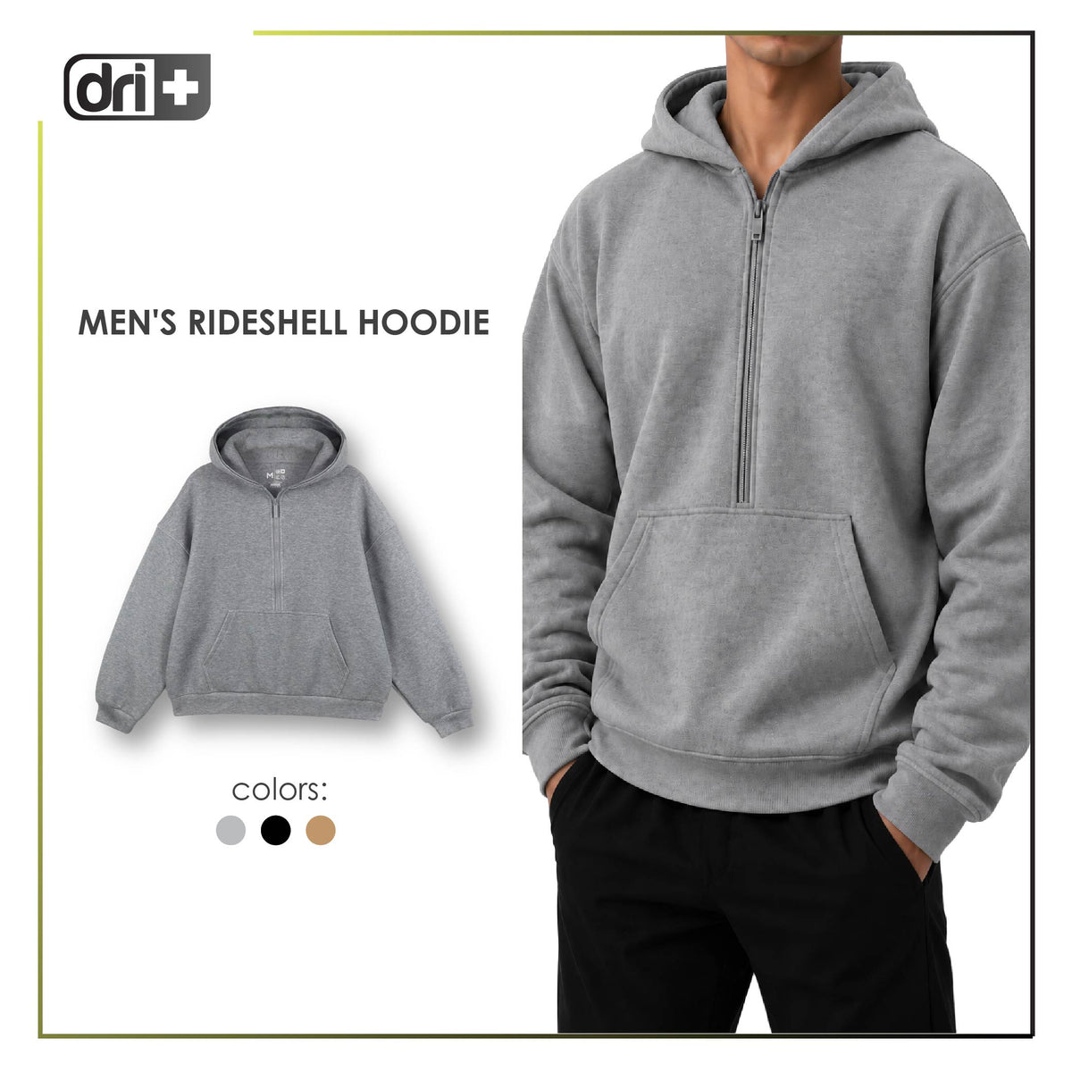 Dri Plus Men’s Half-Zip Ridesheel Hoodie 1 piece DMJHD631