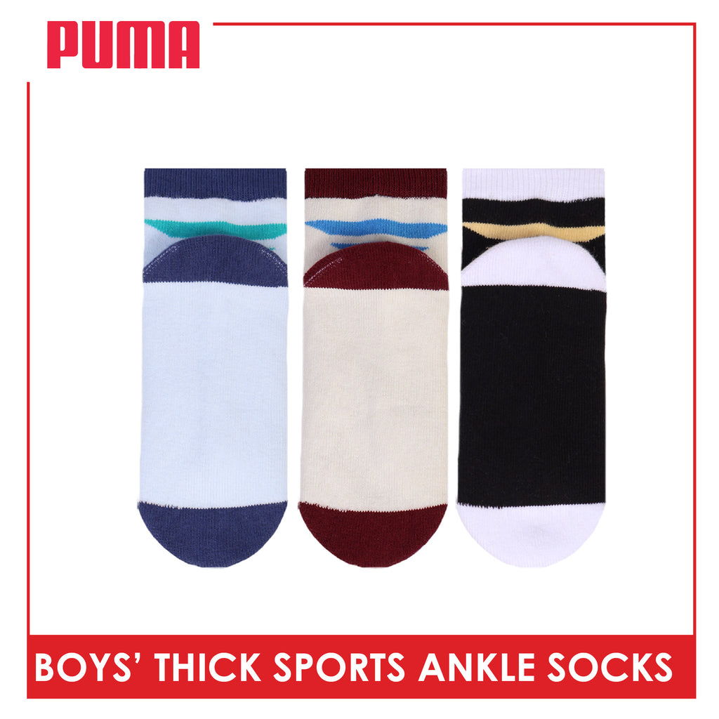 Puma Boys’ Cotton Thick Sports Ankle Socks 3 pairs in 1 pack PBSG611