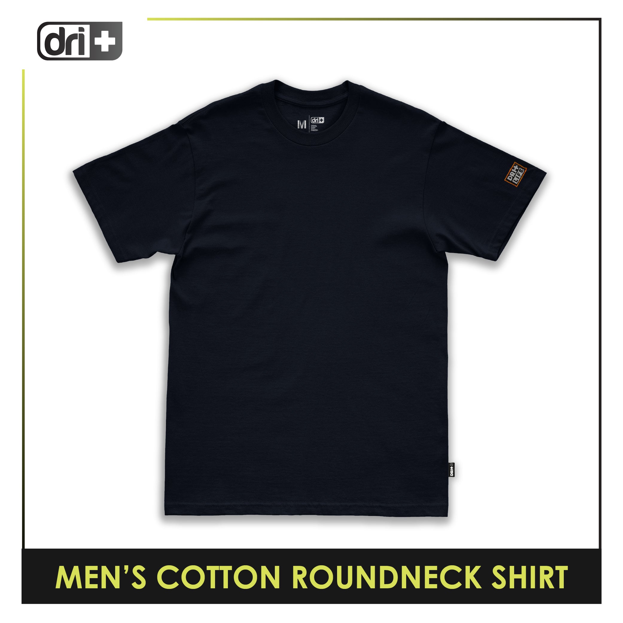 Dri Plus Men’s Anti-Odor Sweat Wicking Cotton Plain Roundneck Shirt 1 piece DUMSRC523