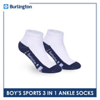 Burlington Boys’ Cotton Sports Ankle Socks 3 pairs in 1 pack BBSKG40