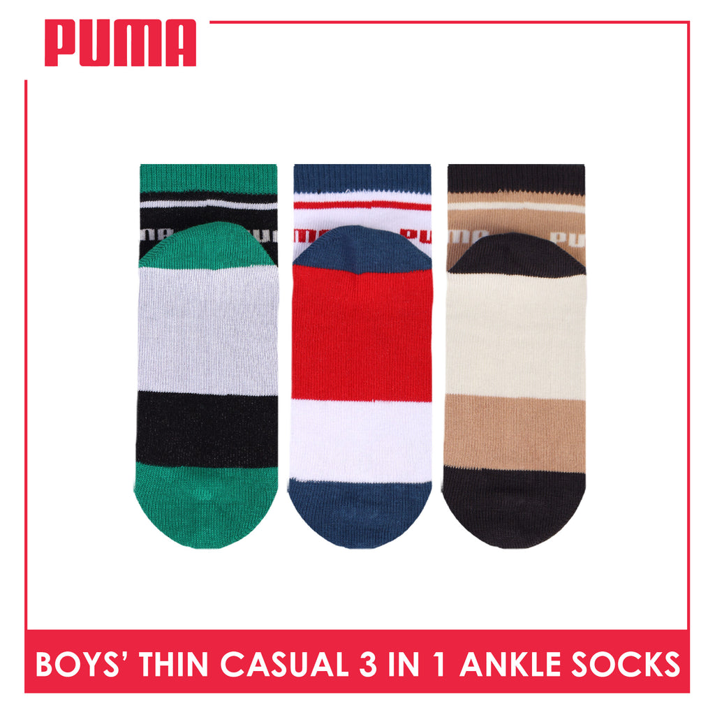 Puma Boys’ Cotton Thin Casual Ankle Socks 3 pairs in 1 pack PBCG611