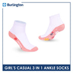 Burlington Girls’ Cotton Casual Ankle Socks 3 pairs in 1 pack BGCKG69