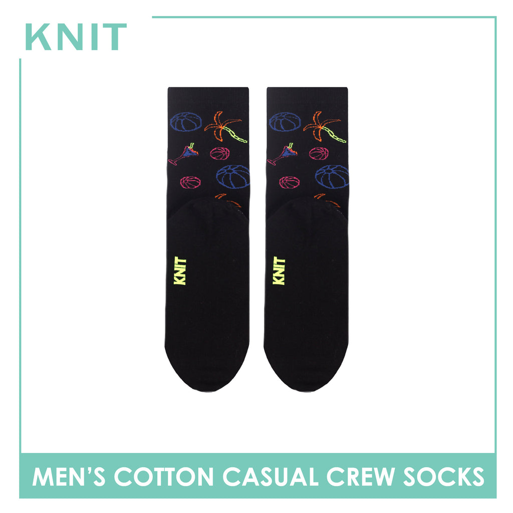 Knit Men's Beach (Black) Cotton Thin Casual Crew Socks 1 pair KMC531