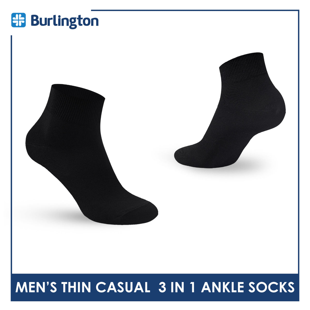 Burlington Men's Cotton Thin Casual Ankle Socks 3 pairs in a pack BMCKG28