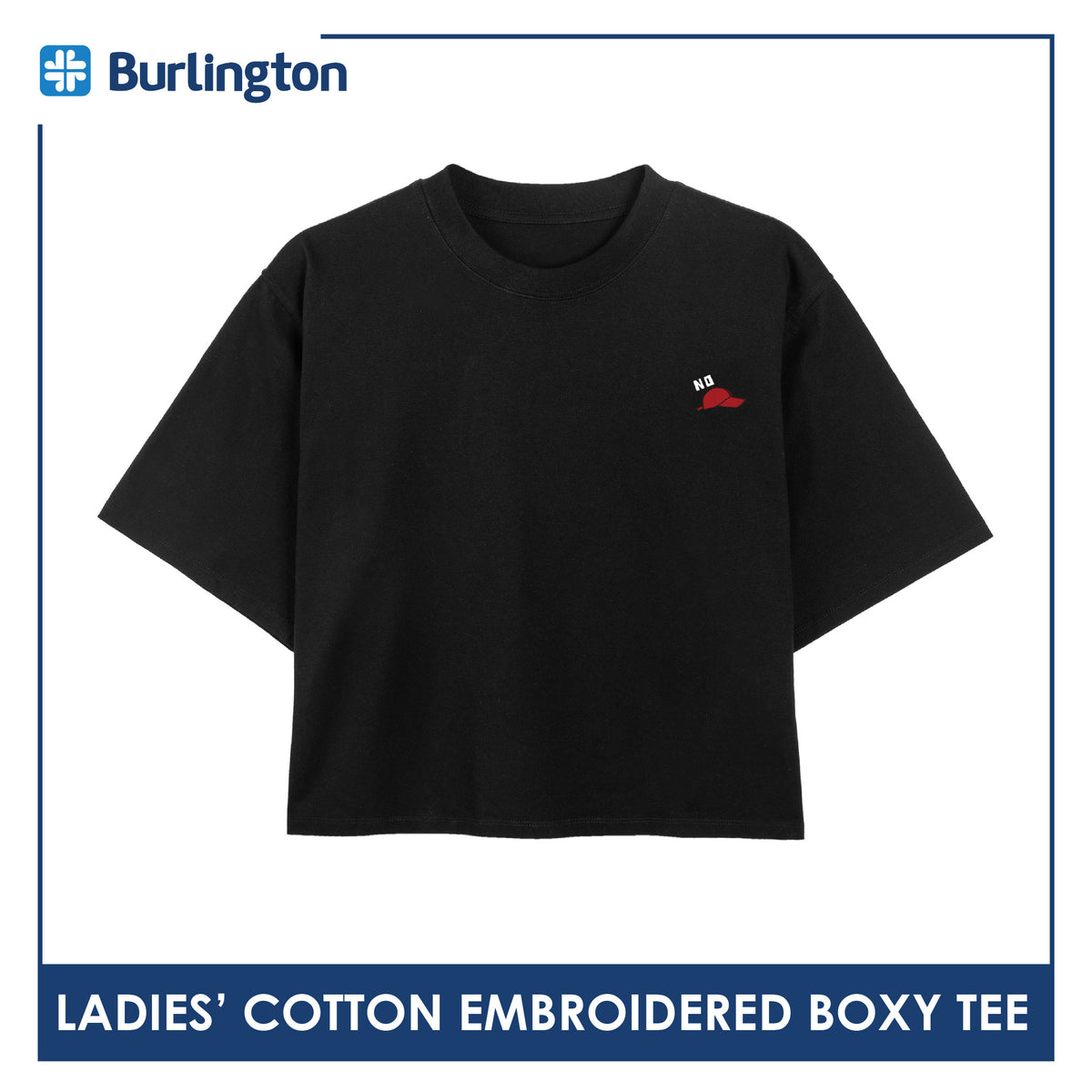 Burlington Ladies' Embroidered Cotton Boxy Tee 1 piece GTLSR631