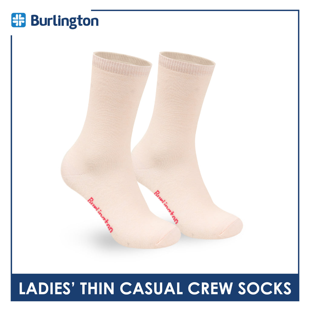 Burlington Ladies Cotton Stick & Style Thin Casual Crew Socks 1 pair BLCD631