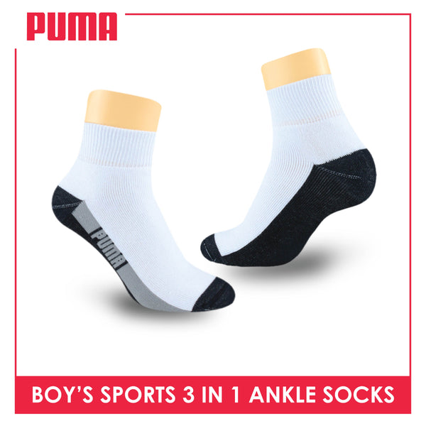 Puma Boys’ Cotton Thick Sports Ankle Socks 3 pairs in a pack PBSKG20