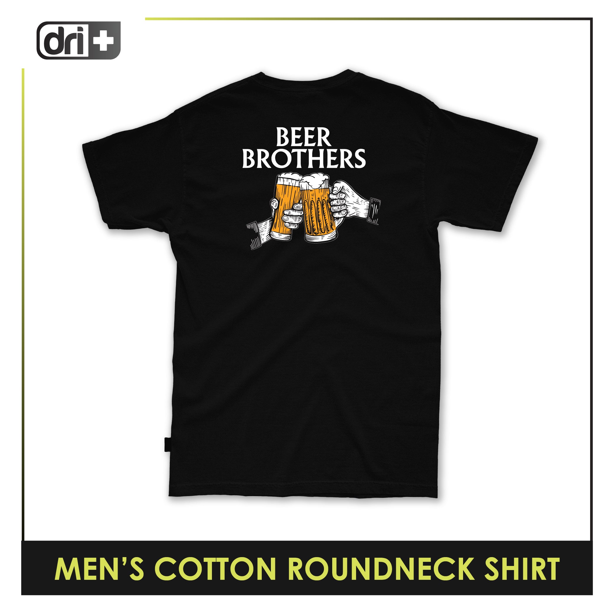 Dri Plus Beer Brothers Men’s Anti-Odor Sweat Wicking Cotton Roundneck Shirt 1 piece DUMSRC5310