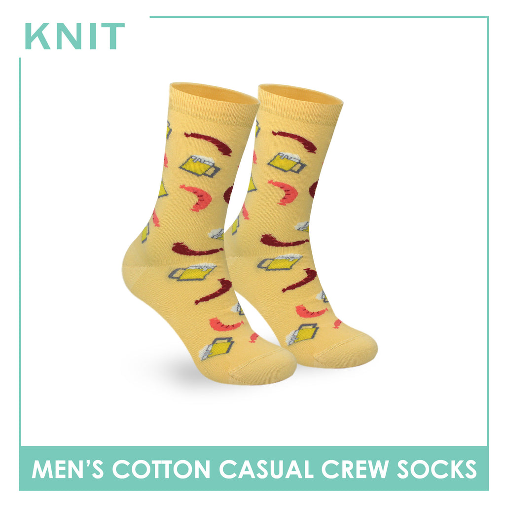 Knit Men's Sausage (Banana Cream) Cotton Thin Casual Crew Socks 1 pair KMC531