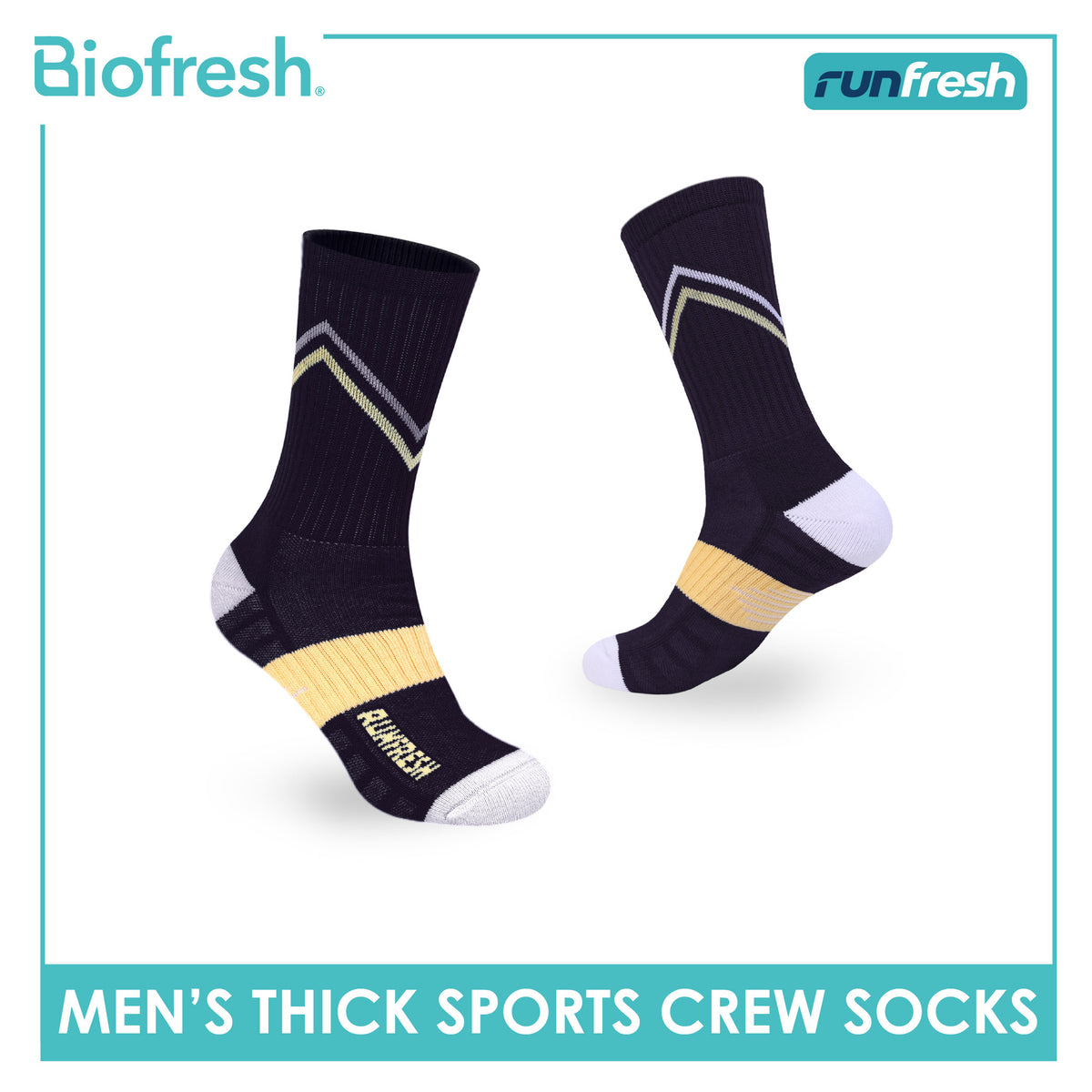 Biofresh Runfresh Men's Antimicrobial Cotton Thick Sports Crew Socks 1 pair RRMS611
