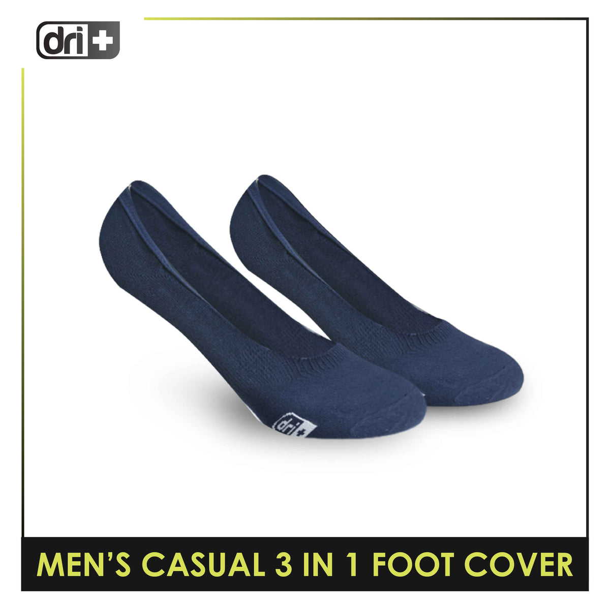 Dri Plus Cotton Lite Thin Casual  No Show Socks With Anti Slip Heel Gel 3 pairs in a pack DMCFG2