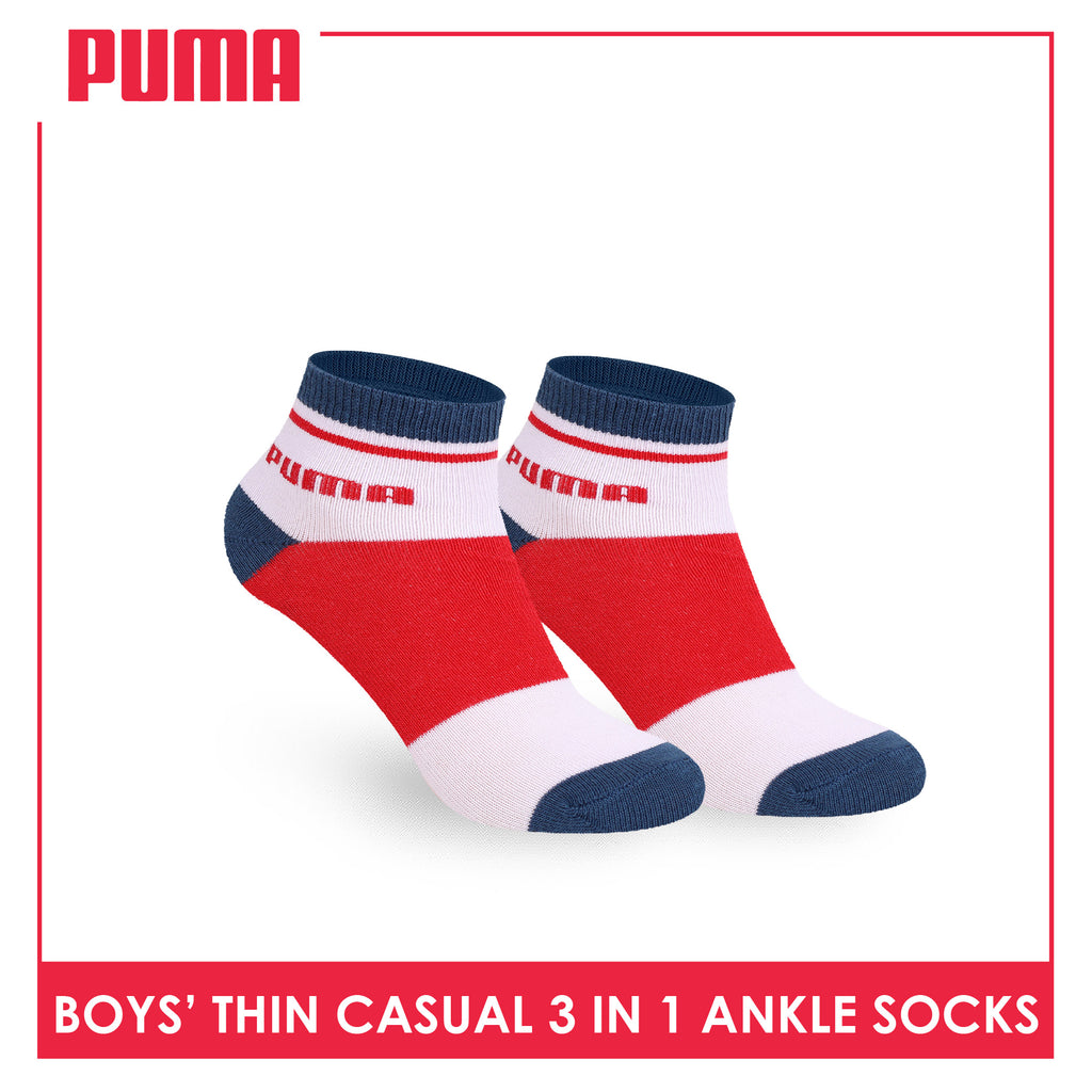 Puma Boys’ Cotton Thin Casual Ankle Socks 3 pairs in 1 pack PBCG611