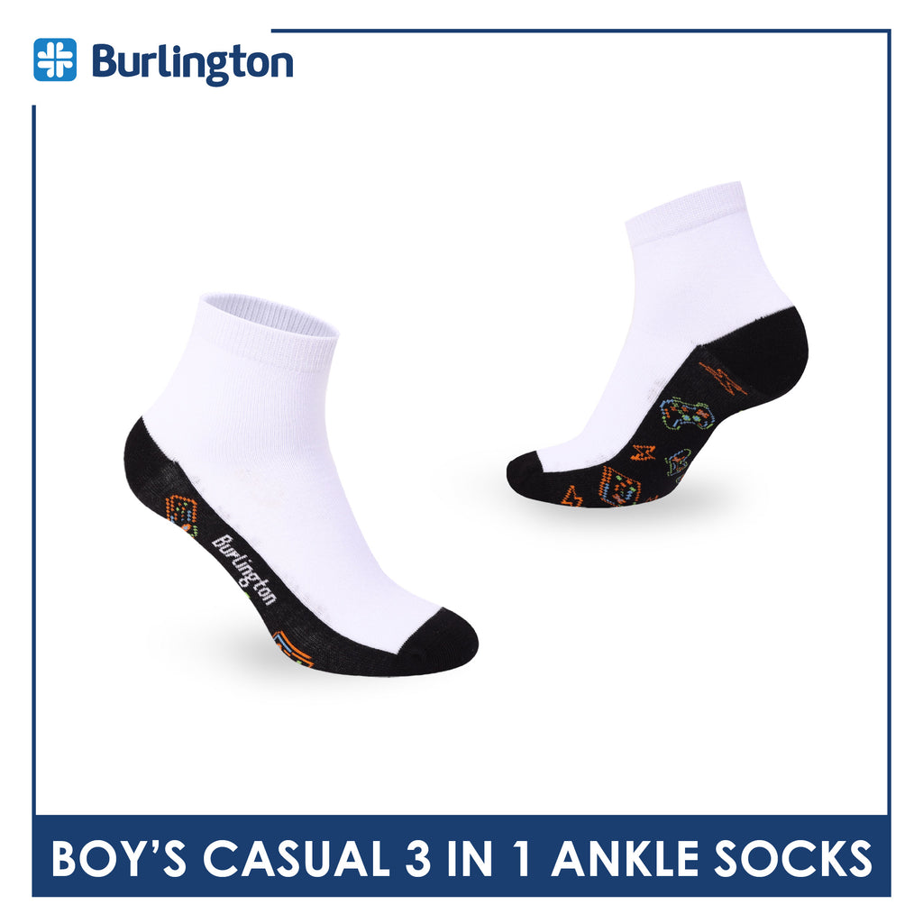 Burlington Boys’ Cotton Casual Ankle Socks 3 pairs in 1 pack BBCKG80