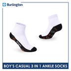 Burlington Boys’ Cotton Casual Ankle Socks 3 pairs in 1 pack BBCKG80