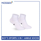 Microban Boys' Cotton Thick Sports Ankle Socks 3 pairs in a pack VBSKG14