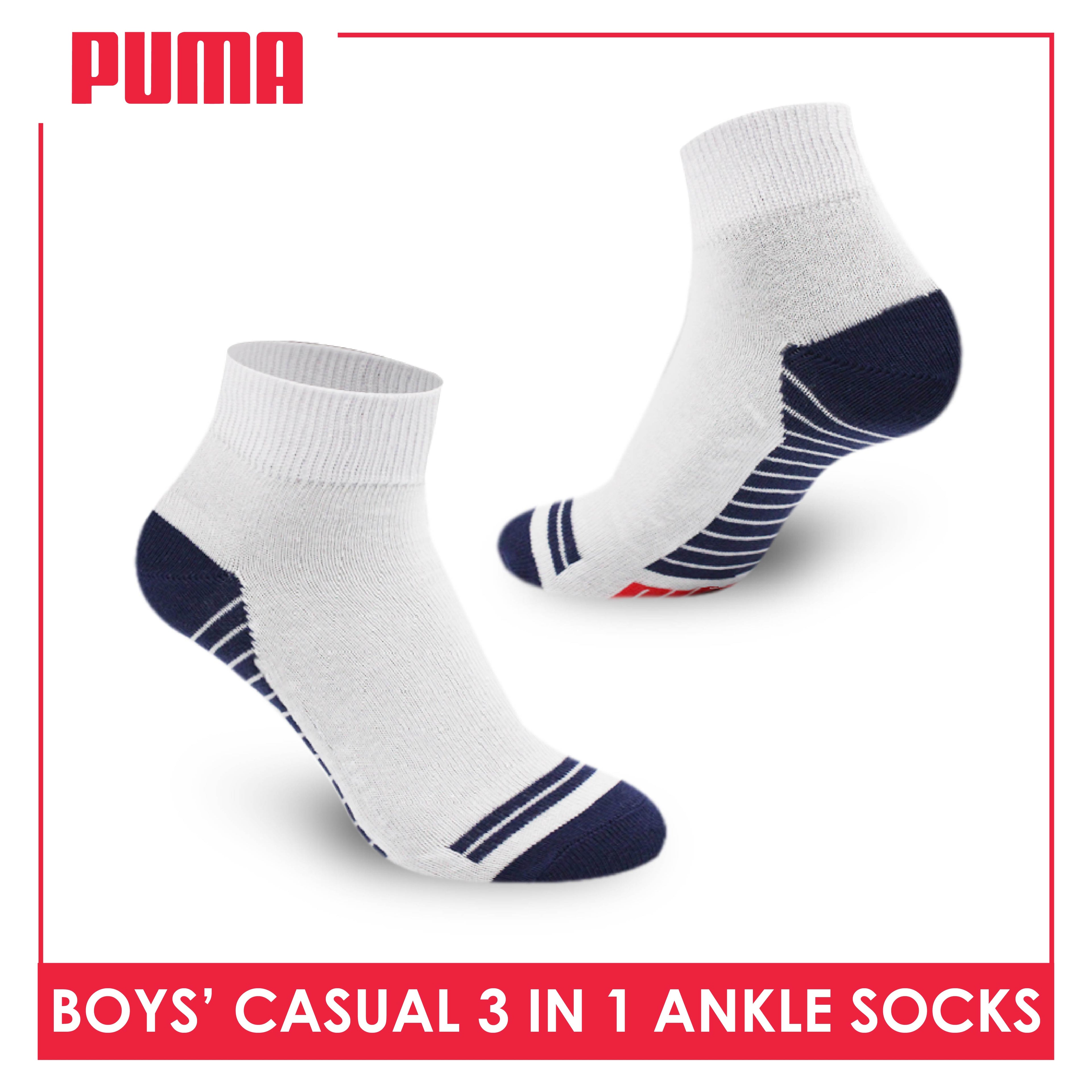 Puma Boys’ Cotton Lite Thin Casual Ankle Socks 3 pairs in a pack PBCKG20