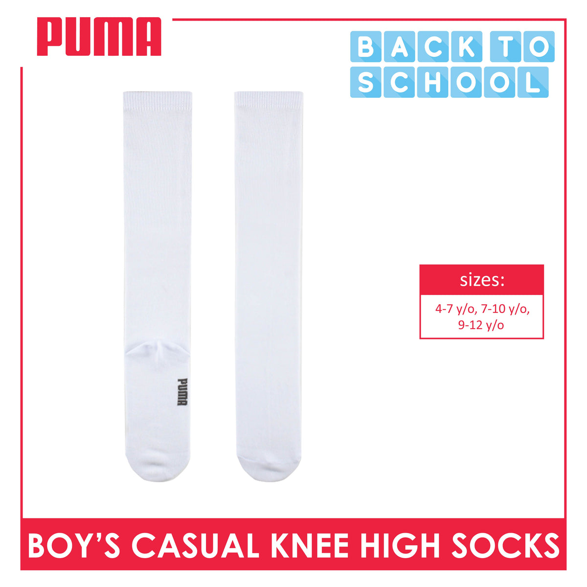Puma Children's Cotton Knee High Lite Casual Socks 1 pair PBKH1