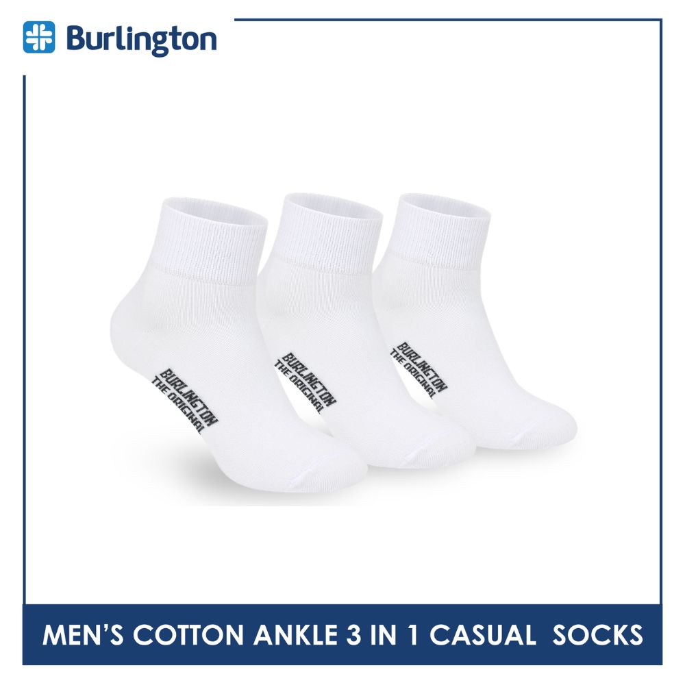 Burlington Men's Cotton Lite Thin Casual Ankle Socks 3 pairs in a pack 142