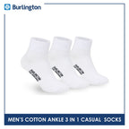 Burlington Men's Cotton Lite Thin Casual Ankle Socks 3 pairs in a pack 142