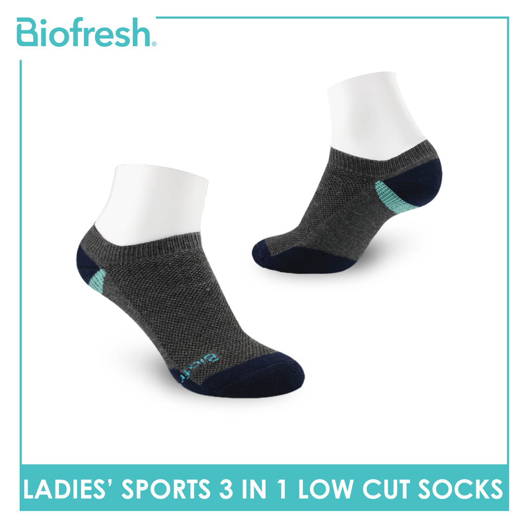 Biofresh Ladies' Antimicrobial Cotton Low Cut Thick Sport Socks 3 pairs in a pack RLSKG30