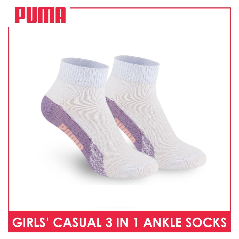 Puma Girls’ Cotton Lite Thin Casual Ankle Socks 3 pairs in a pack PGCKG22