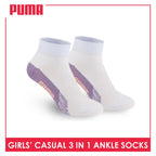 Puma Girls’ Cotton Lite Thin Casual Ankle Socks 3 pairs in a pack PGCKG22