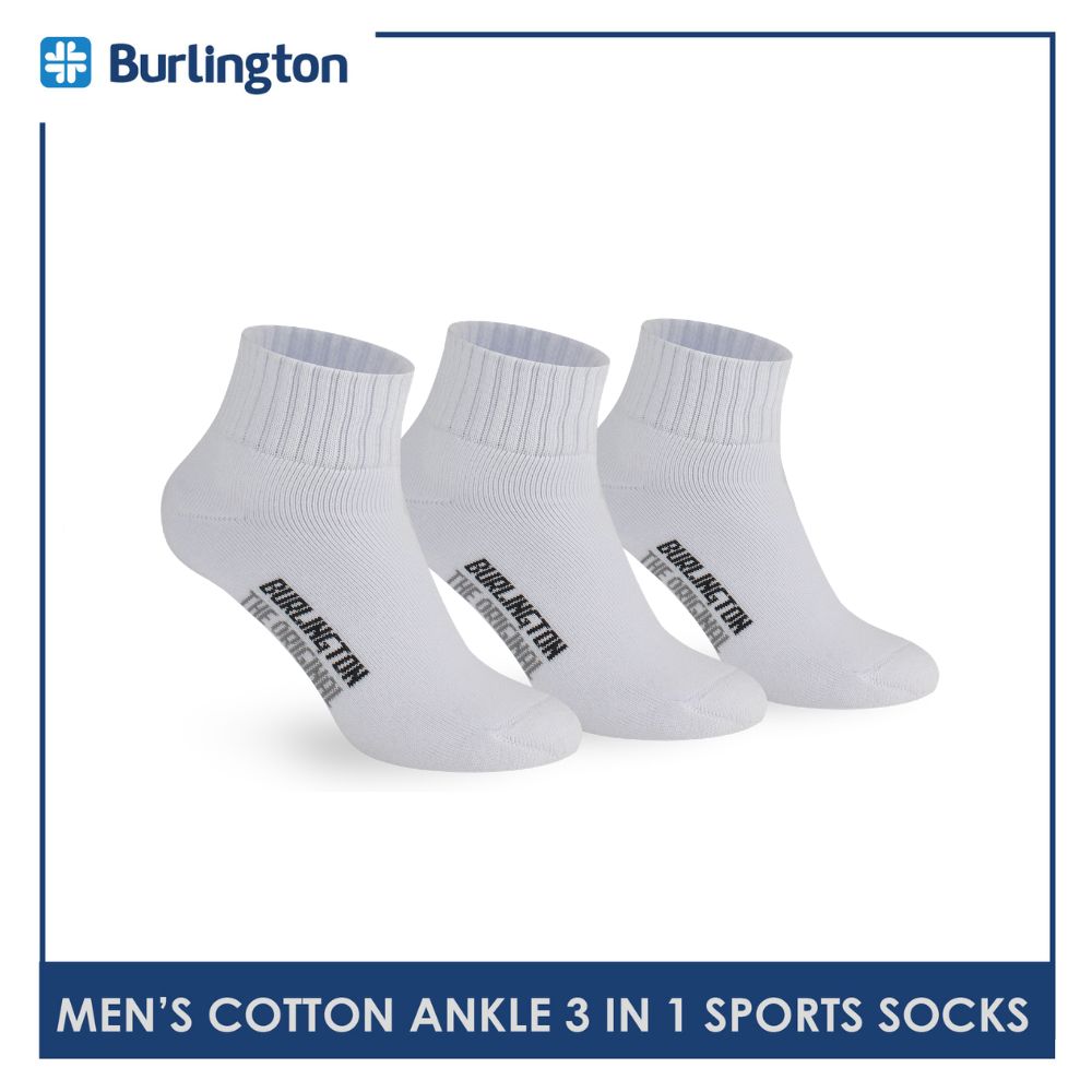 Burlington Men's Cotton Thick Sports Ankle Socks 3 pairs in a pack 0222