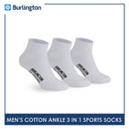 Burlington Men's Cotton Thick Sports Ankle Socks 3 pairs in a pack 0222