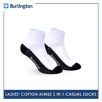 Burlington Ladies' Cotton Thin Casual Socks 3 pairs in a pack 622B