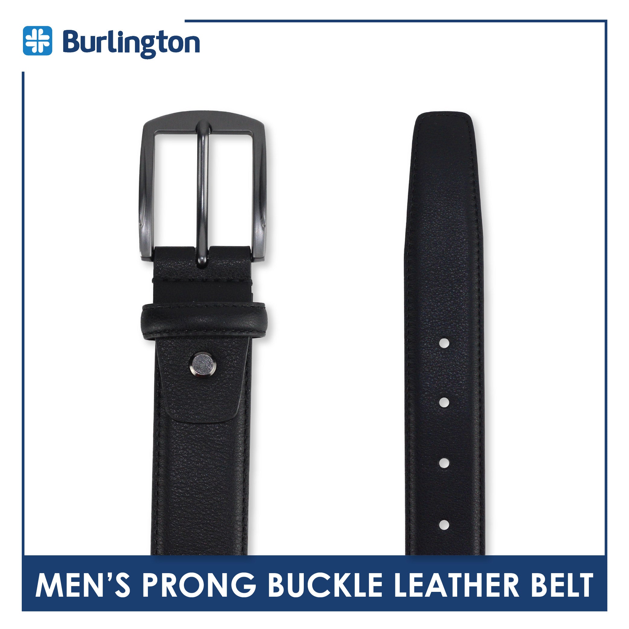 Burlington Men's Prong Buckle Genuine Leather Belt 1 piece JMLP511