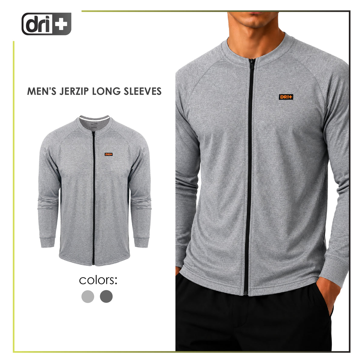 Dri Plus Men's Quick Dri Jerzip Long Sleeve 1 piece DUMSRLZ612