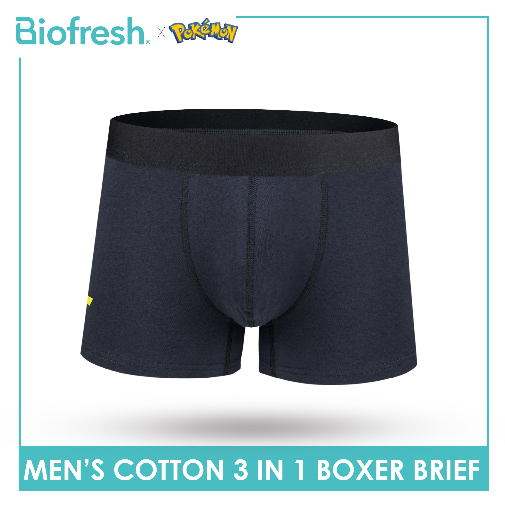 Biofresh | Pokemon Men's Antimicrobial Cotton Boxer Brief 3 pieces in a pack PKMBBG631