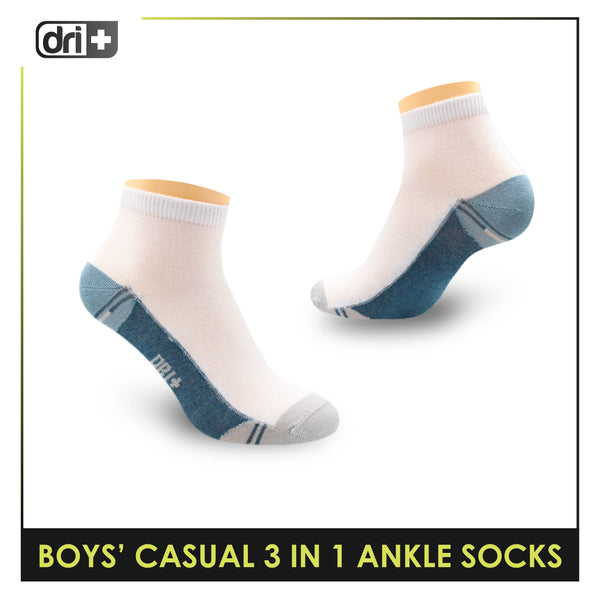 Dri Plus Boys Thin Casual Ankle Socks 3 pairs in a pack DBCKG7